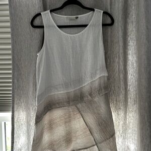CHALET LINEN SLEEVELESS LONG LINE TUNIC TOP